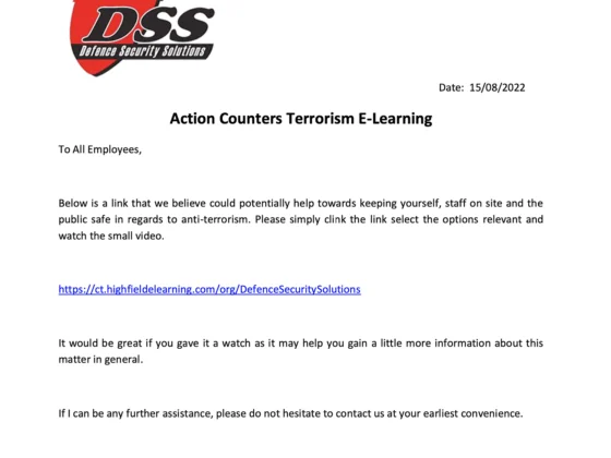 Action Counters Terrorism E-learing Awareness